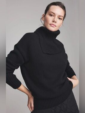 NWT Alp n Rock ANR Sasha Pullover T Neck Black Ribbed Sweater Size XS